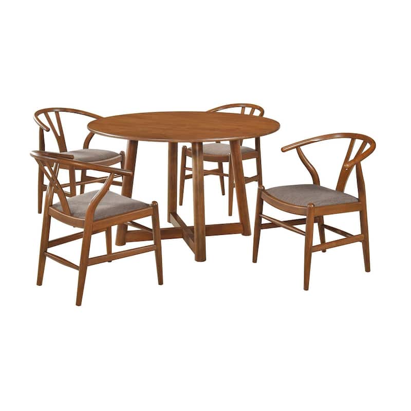 Guinea Walnut 5-piece Solid Wood Dining Set