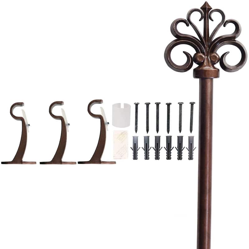 Deco Essential3/4 Inch Adjustable Curtain Rod for Windows & Doors Curtains with Decorative Finials & Brackets Set