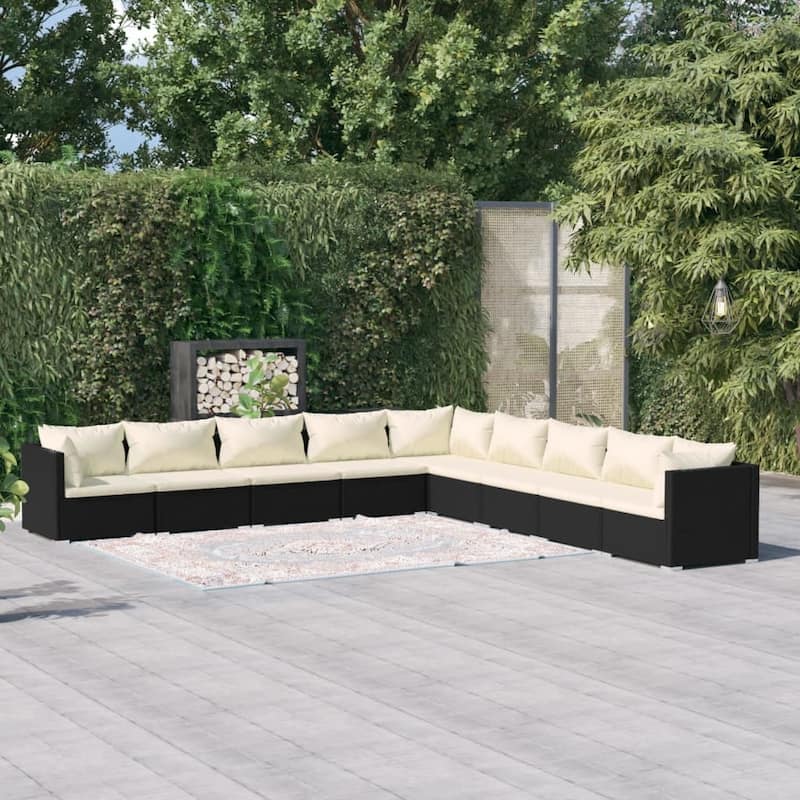 vidaXL Patio Lounge Set Outdoor Sectional Sofa Set Table Garden Poly Rattan