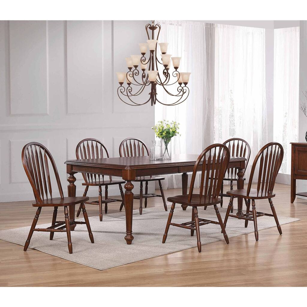 30 in. H, 9 -Piece Brown Rectangle Wood Top with High Lattice Back 8 Seating Dining Room Set