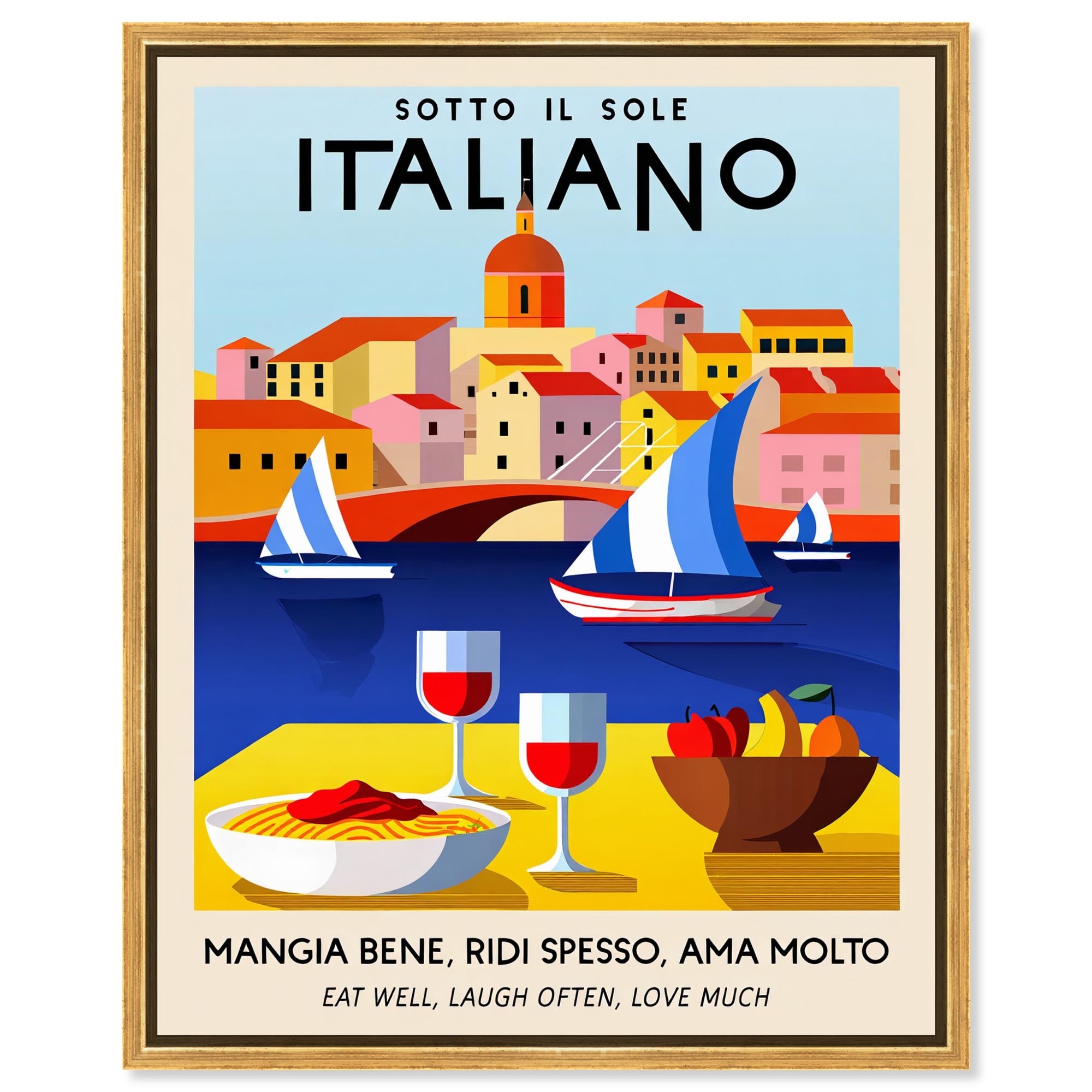 Under the Italian Sun Summer Art Framed Canvas Print by Art Remedy