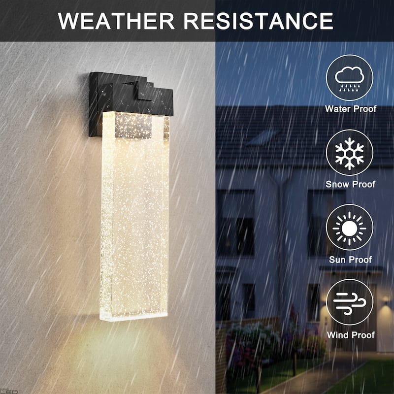 18"H Outdoor Weatherproof LED Wall Sconce with Bubble Crystal