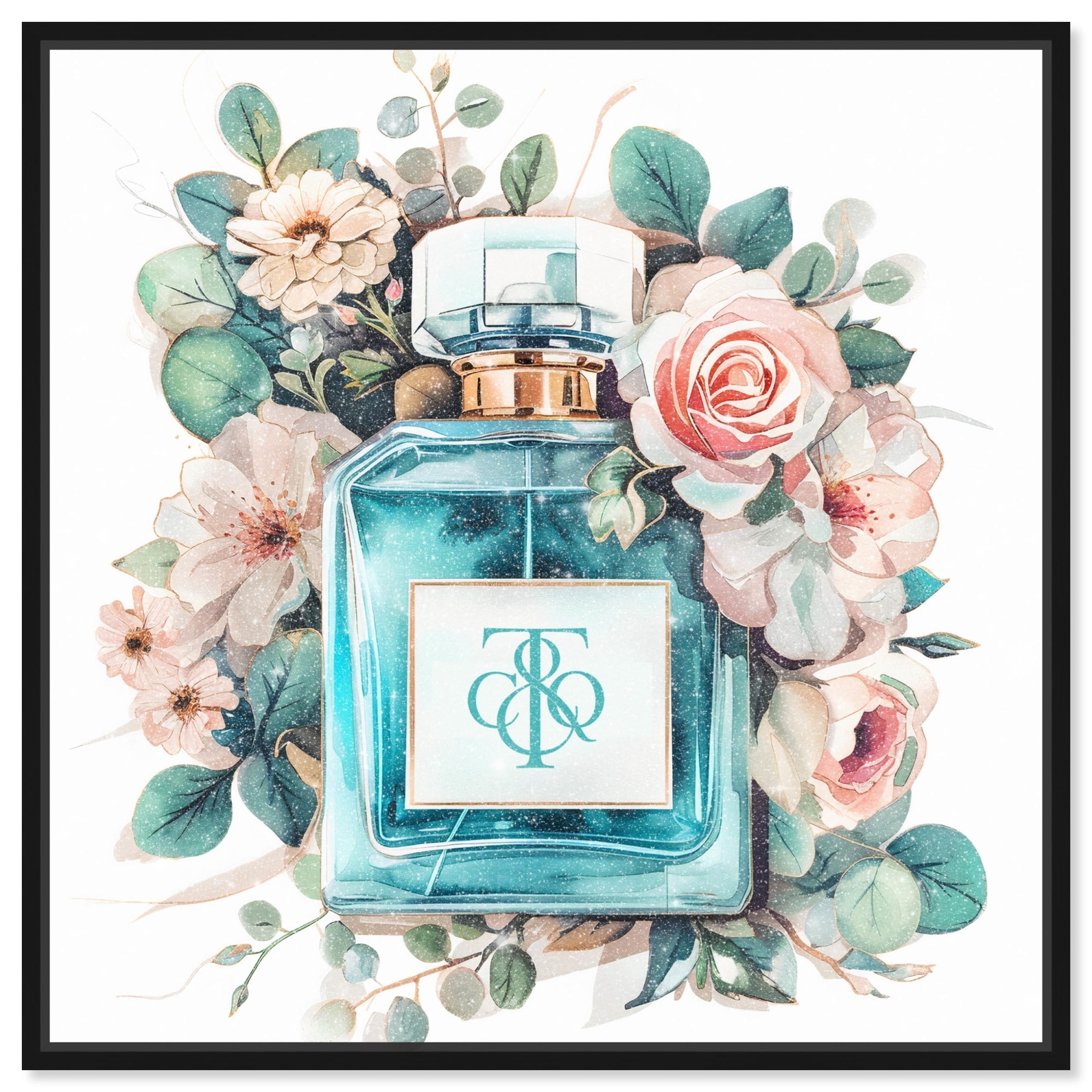 Blue Perfume Floral Canvas Floral Glam Art by Art Remedy