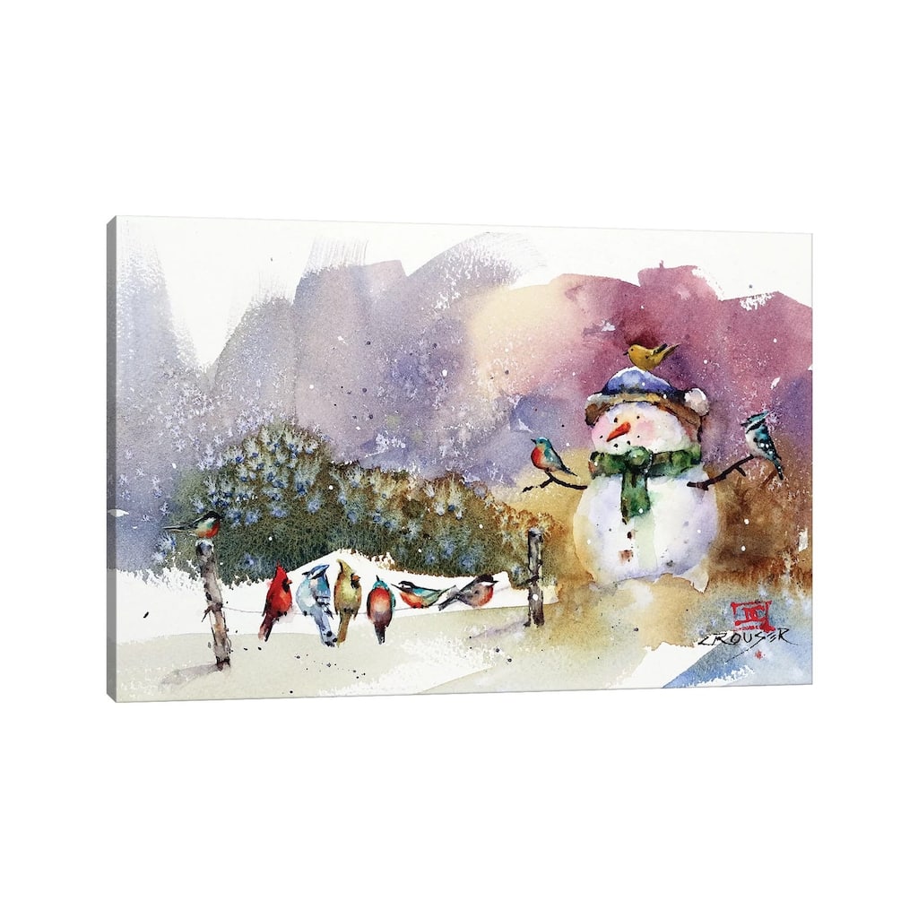 iCanvas "Snowman And Songbirds" by Dean Crouser Canvas Print