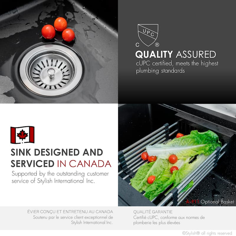 Dual mount 28 inch Black Composite Granite Single Bowl Workstation Kitchen Sink
