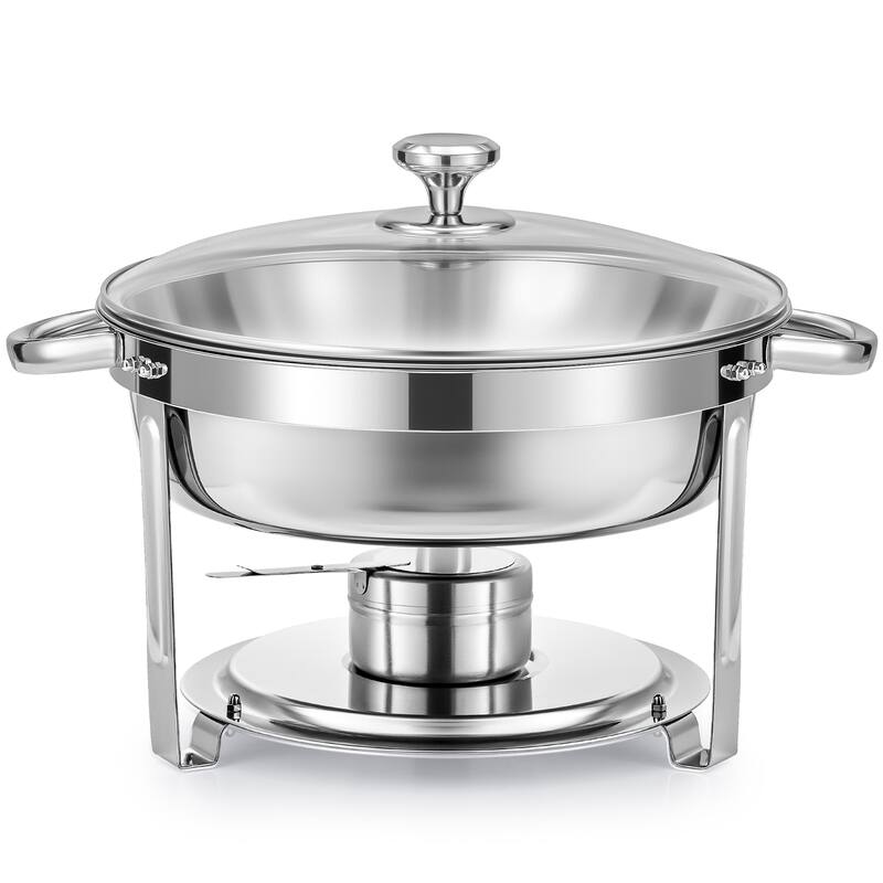 6 qt Stainless Steel Round Chafing Dish Buffet Set for Catering