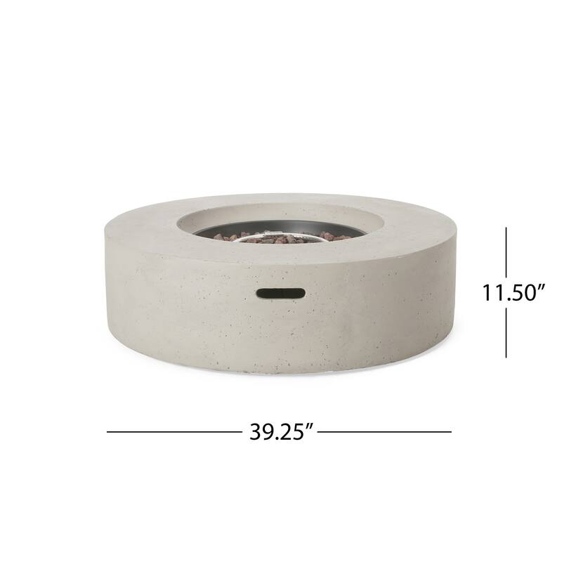 39.2 in. W x 39.2 in. D x 11.5 in. H Round Propane Burning Outdoor Fire Pit in Light Grey