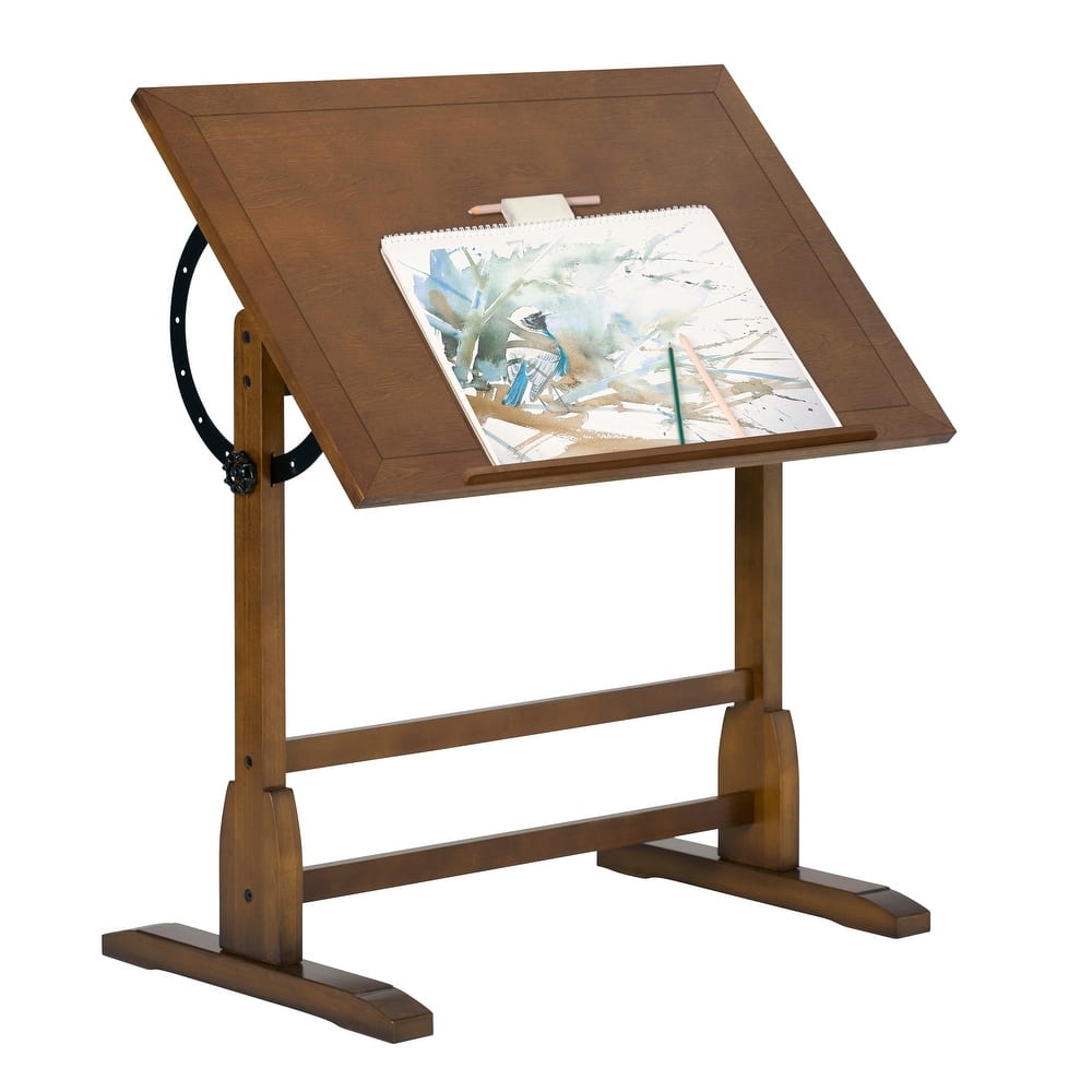 Studio Designs 36-inch Vintage Wood Drafting Table with Angle Adjustable Top for Drawing