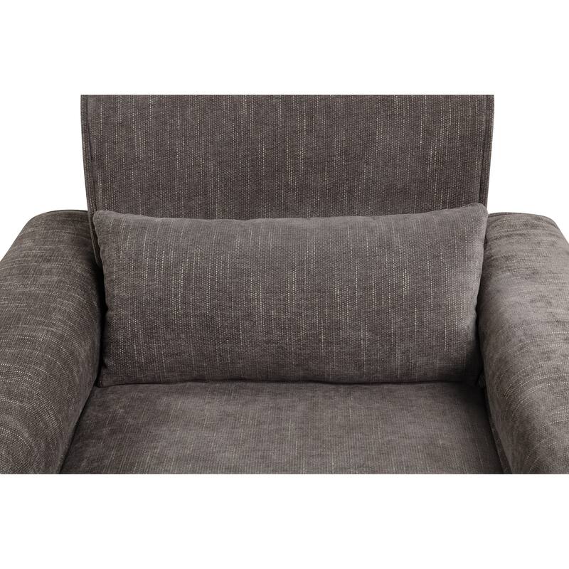 Valentina 38.5" Grey Chenille Chair with Metal Legs and Throw Pillow
