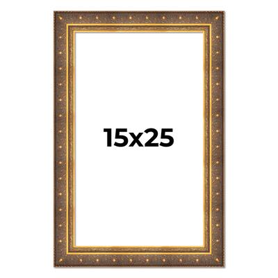 15x25 Frame Vintage Gold Solid Wood Picture Frame | 2.5 Inch Moulding