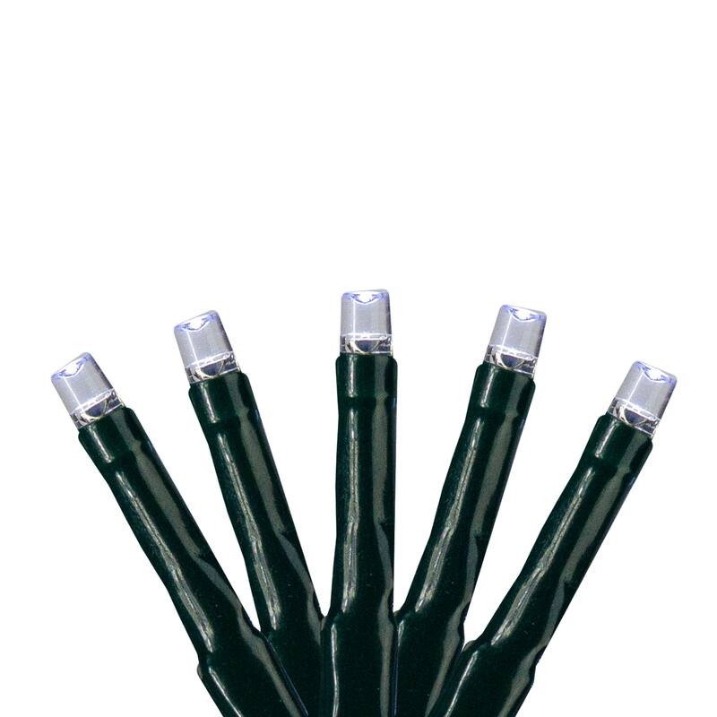200 Pure White LED M5 Christmas Lights - 20 ft Green Wire
