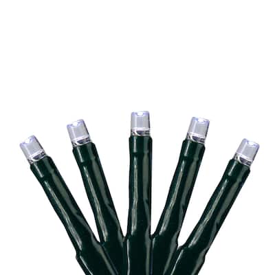 200 Pure White Multi-Function LED M5 Mini Christmas Lights - 20.5 ft Green Wire - 20.5'