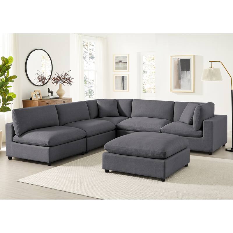 Cambrai Modular 6-Piece Nest Sectional by Greyson Living - Charcoal Fabric