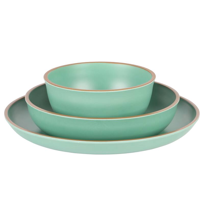 12 Piece Double Bowl Malemine Dinnerware Set