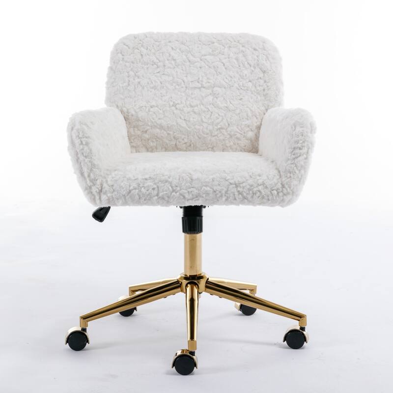 Home Swivel Office Desk Chair with Metal Base, Adjustable Vanity Chair