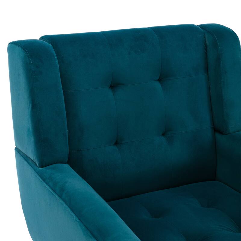 Stylish Upholstered Seating Armchair with Tapered Metal Legs, Teal Single Sofa Chair Accent Chair with Flared Armrests
