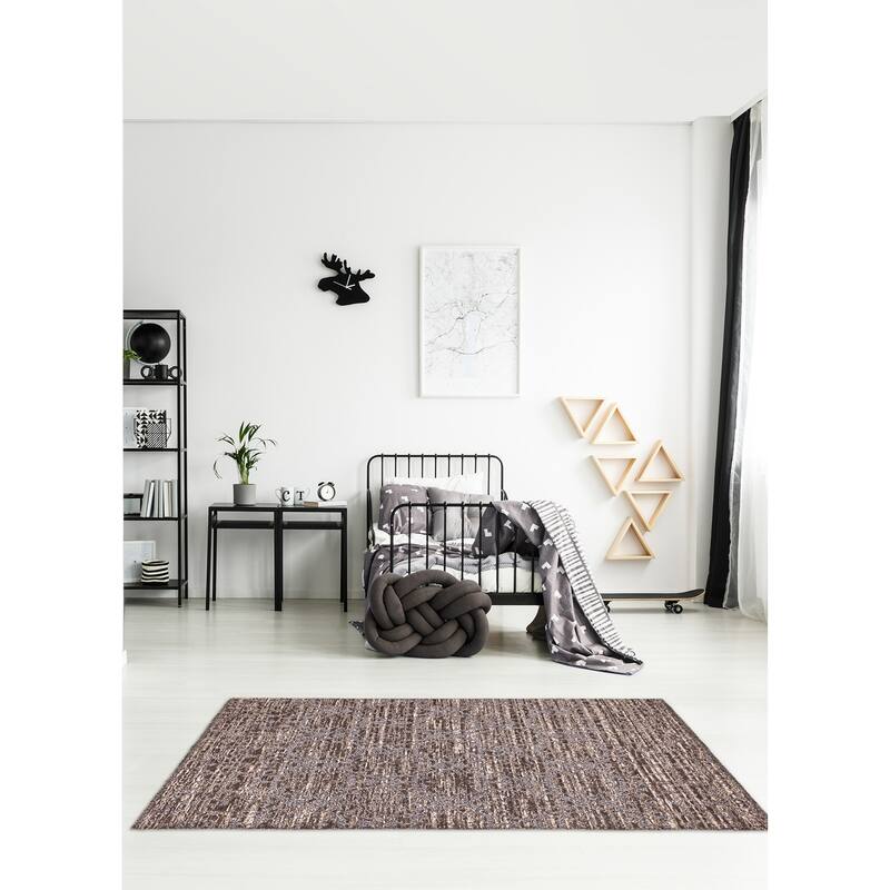 ECARPETGALLERY Hand-knotted Tangier Dark Brown Wool Rug - 5'3 x 7'10