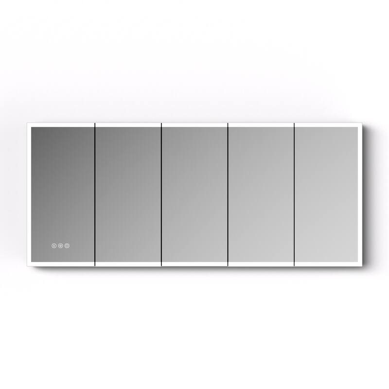 GDFStudio Elowen Aluminum Glass LED Medicine Cabinet with Anti-Fog Storage