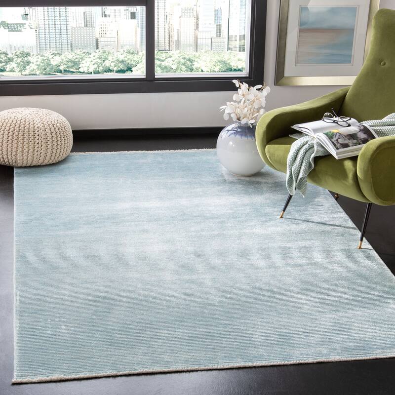 SAFAVIEH Dream Uma-Devi Modern Abstract Viscose Rug - 3' x 5' - Turquoise/Grey