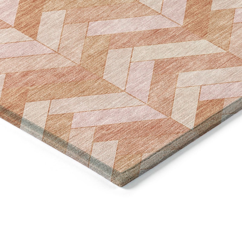 Machine Washable Indoor/ Outdoor Modern Chevron Chantille Rug