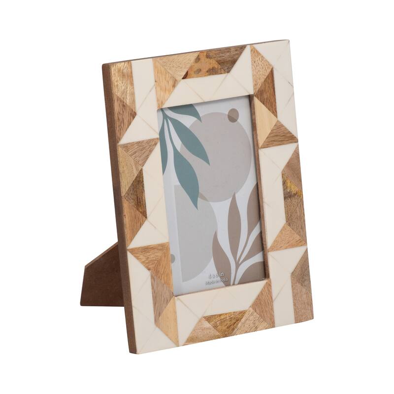 Resin Geometric Design Picture Frame - White, 4x6 in.