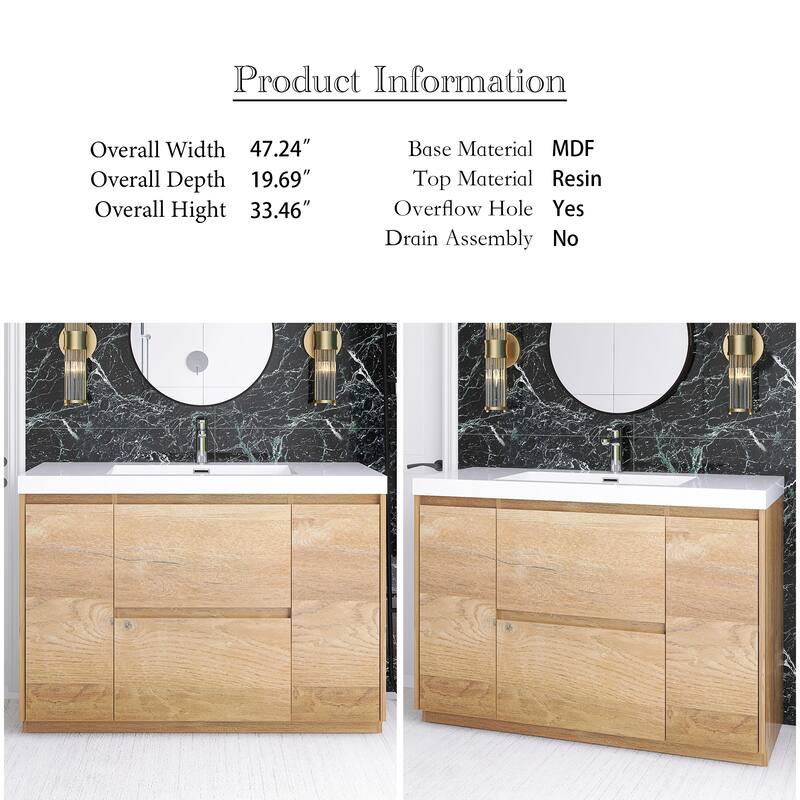 Floating Bathroom Vanity with Integrated Resin Top