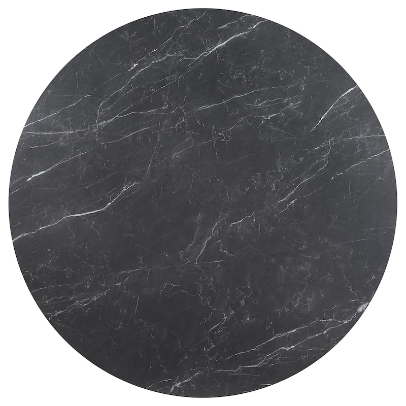 Camden 5-Piece Round Faux Marble Top Dining Table Set Black