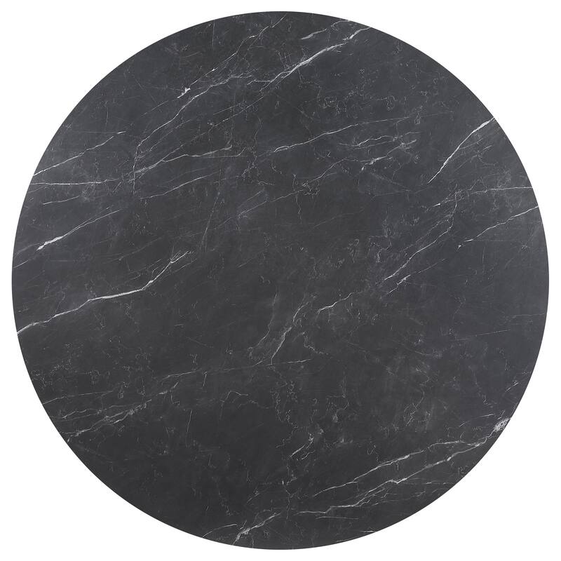 Camden Round 48-Inch Faux Marble Top Dining Table Black