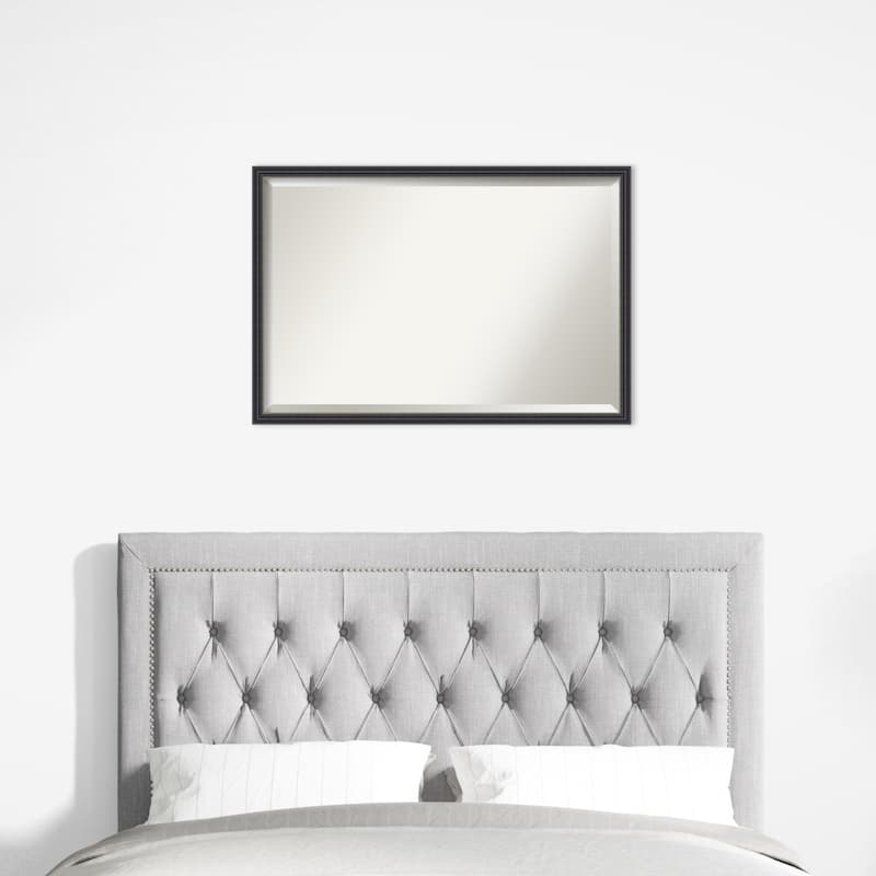 Stylish Black Beveled Wood Framed Wall Mirror - Stylish Black