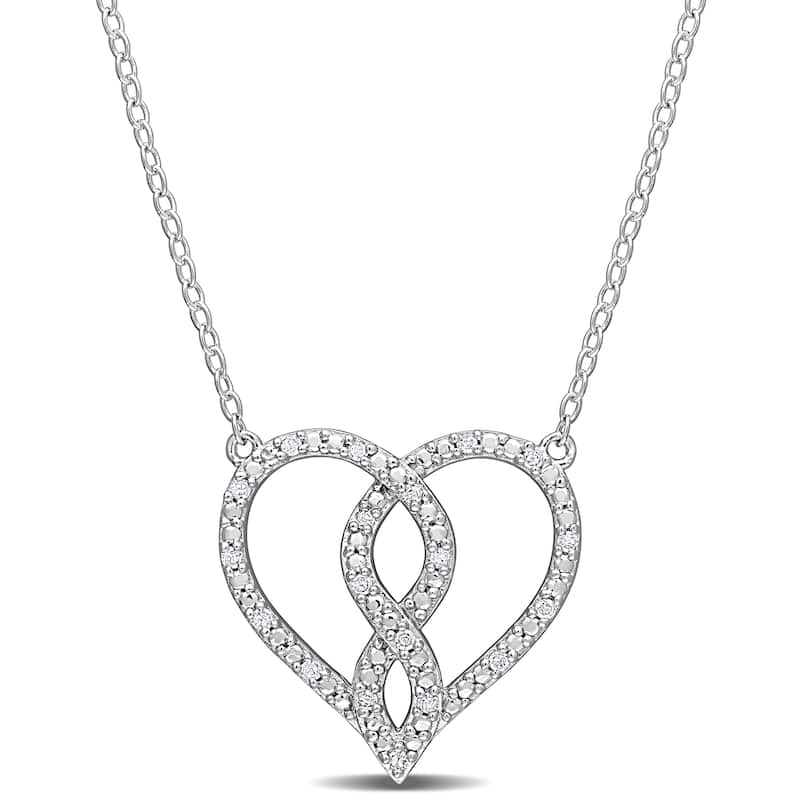 Miadora Sterling Silver 1/10ct TDW Diamond Heart Infinity Necklace