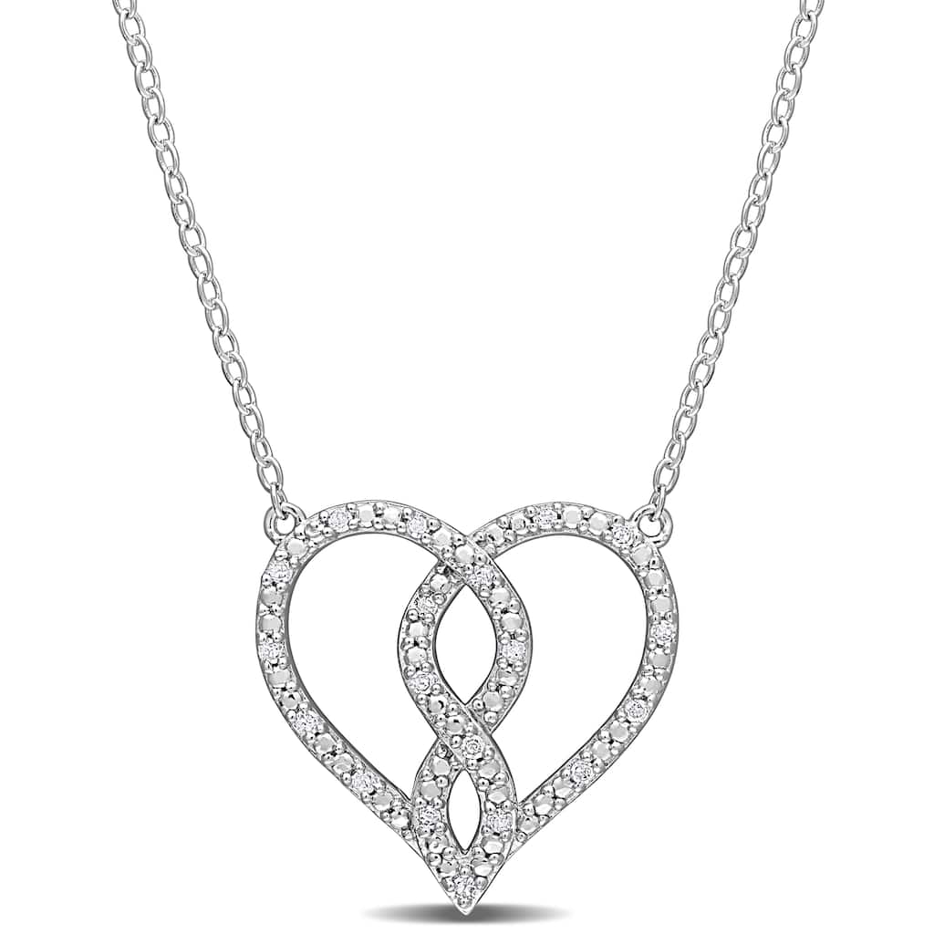 Miadora Sterling Silver 1/10ct TDW Diamond Heart Infinity Necklace