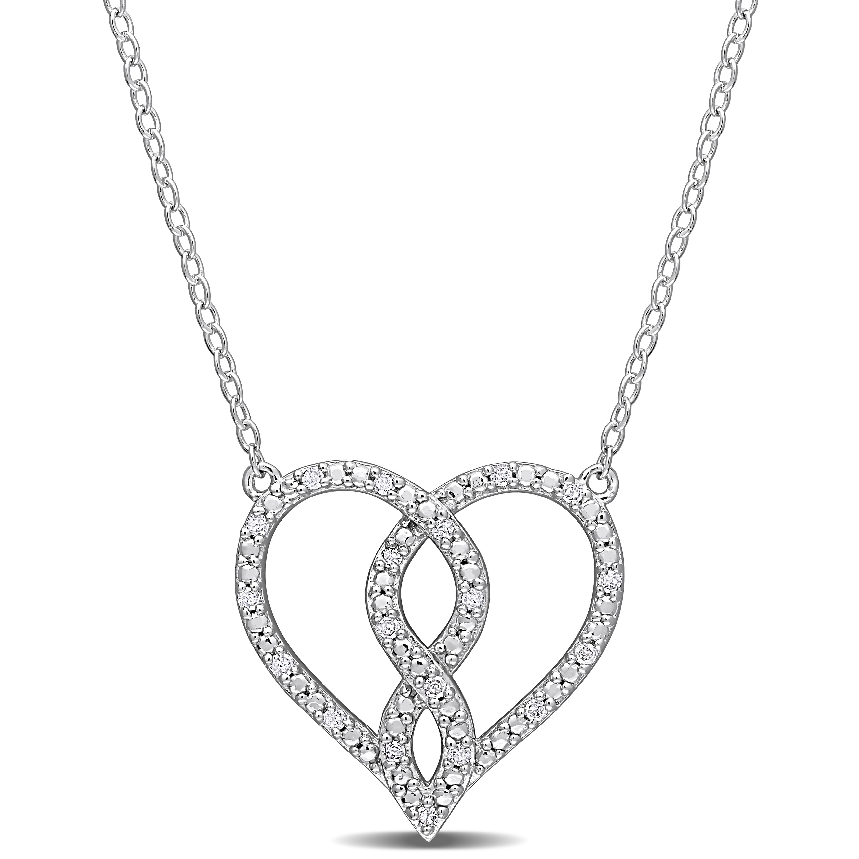 Miadora Sterling Silver 1/10ct TDW Diamond Heart Infinity Necklace