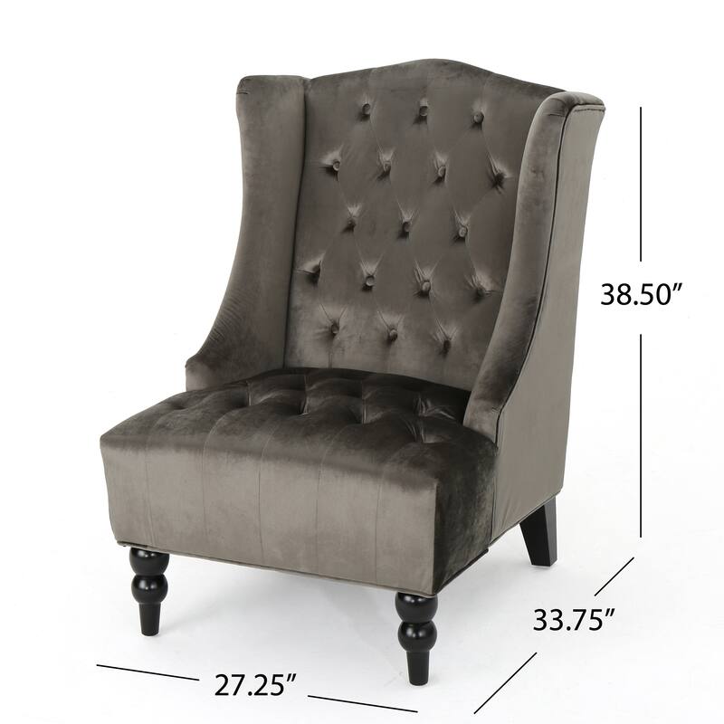 Grey 27.5" High Back Button Tufted Club Chair
