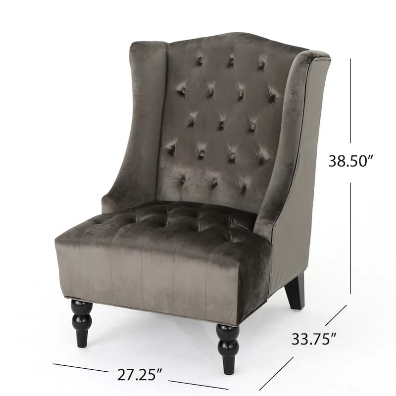High Back Accent Chair, Upholstered Armchair for Living Room, Velvet Wingback Arm Chair Nailhead Trim Single Sofa with Wood Legs