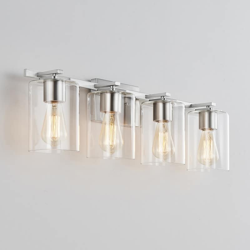 KAWOTI 29.1in 4-light Square Glass Shades Bathroom Vanity Light