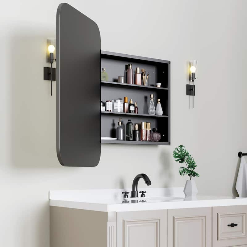 Dovelina Wall Medicine Cabinet Mirror Cabinet Multifunctional Wall-Mounted Mirrored Cabinet with Magnetic Doors