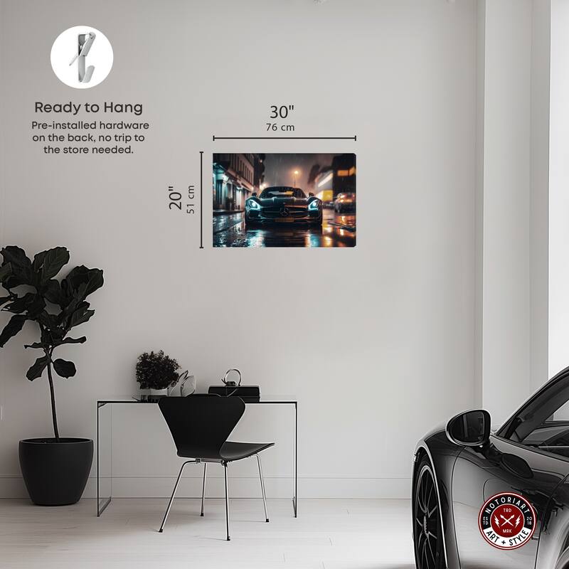 Notoriart Drive Through The Town Gallery Wrapped Car 1 Piece Canvas Wall Art