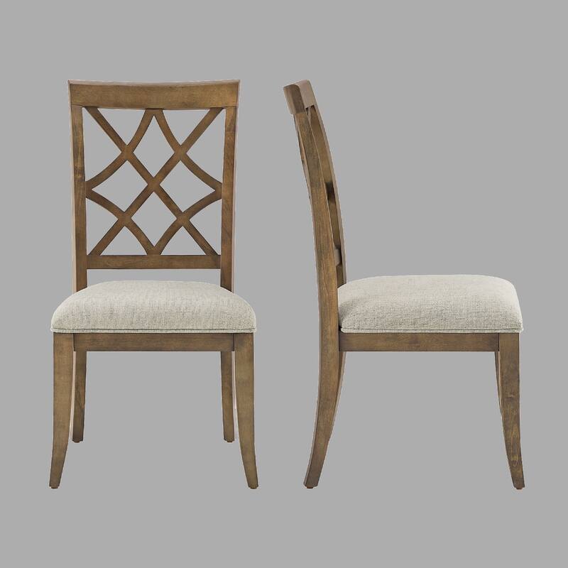 2-Pack Wooden Frame Dining Chairs, Comfortable Polyester Upholstery, Mid-Century Retro Style - White Oak