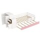 preview thumbnail 4 of 13, Twin Wood Platform Bed with Trundle Bed, Bookshelf & Wardrobe, Pink&White