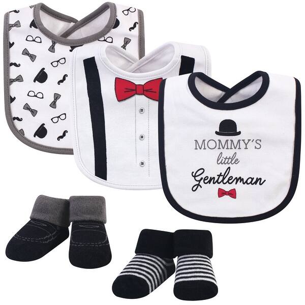slide 1 of 1, Little Treasure Baby Boy Cotton Bib and Sock Set 5pk, Mommys Gentleman, One Size - Mommys Gentleman - One Size One Size - Mommys Gentleman