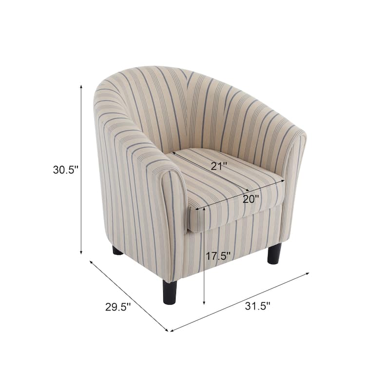 Striped Fabric Barrel Chair with Channel Stitching