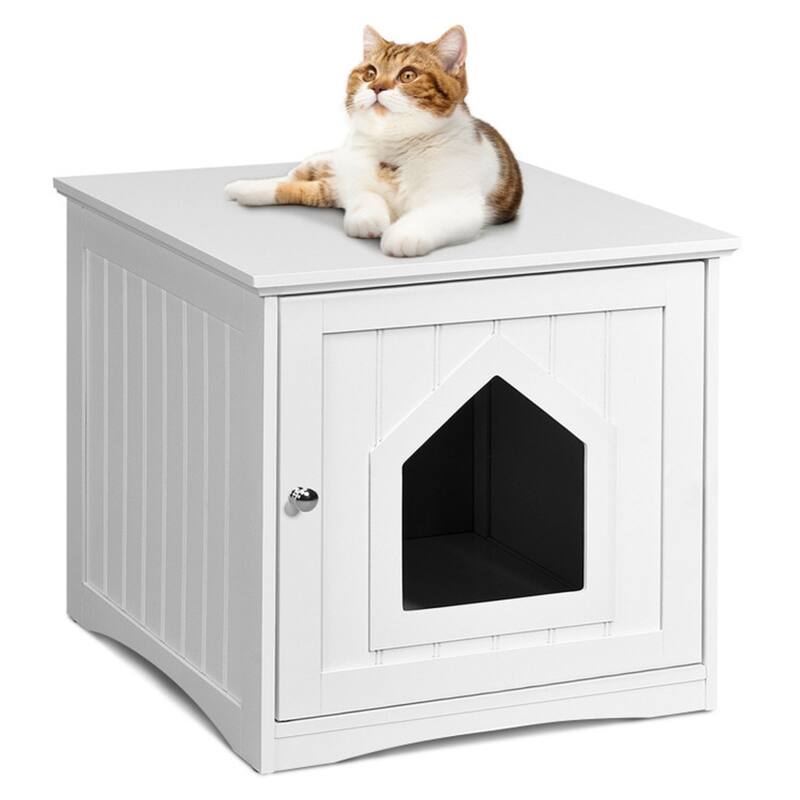 20"Brown Wooden Cat Litter Box End Table
