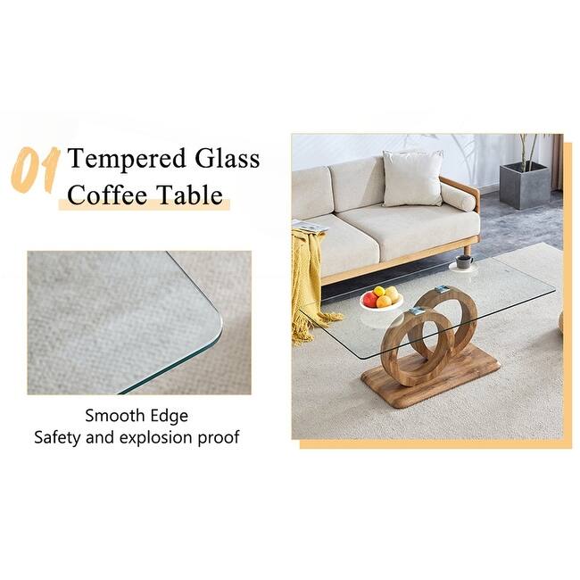 Stylish MDF Coffee Table with Glass Top for Versatile Living Spaces