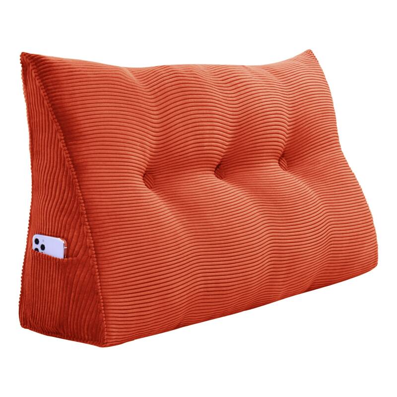 Corduroy Headboard Wedge Reading Pillow for Twin Dorm Bed & Daybed Side Back Support