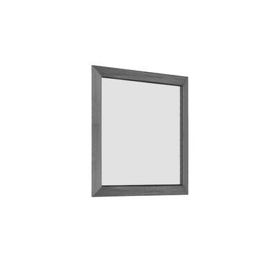 Transitional Style Wooden Frame Mirror with Grain Details, Gray