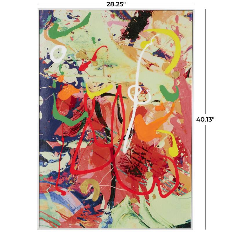 Canvas Abstract Paint Splatter Wall Art with White Frame - Multi Colored - CosmoLiving by Cosmopolitan