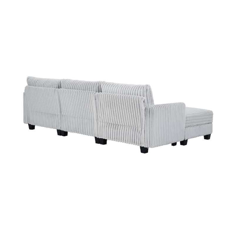 GDFStudio - 100" Corduroy Modular L-Shaped Sofa with USB