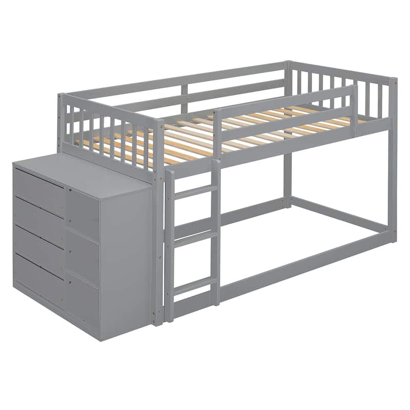 Twin Over Twin Bunk Bed with Storage Drawers and Shelves - Perfect for Sleepovers