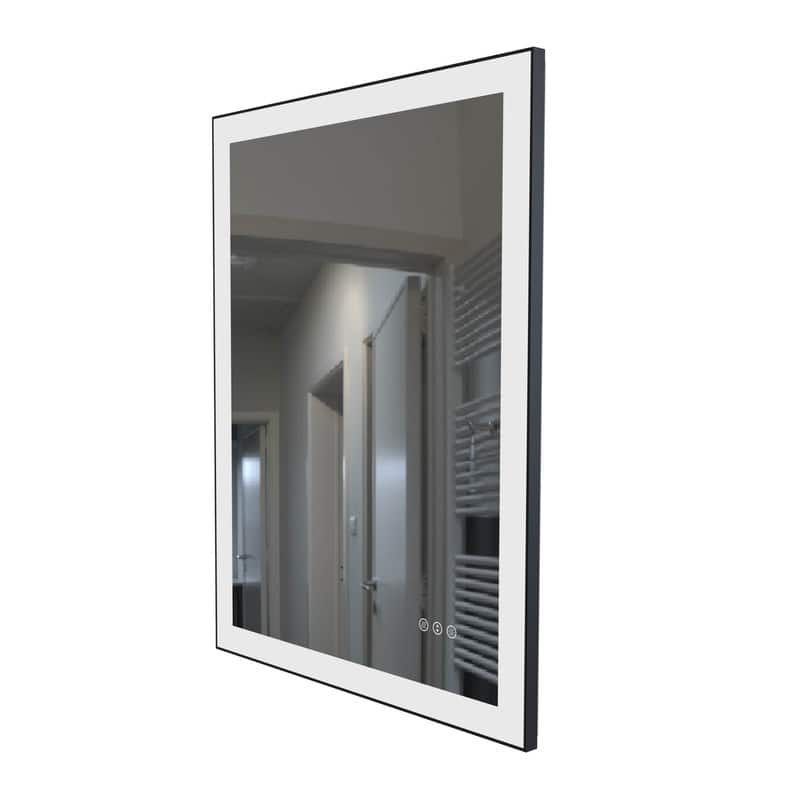 LED Black Aluminum Framed Bathroom Mirror Vanity Mirror for wall, dimmable - 20x28