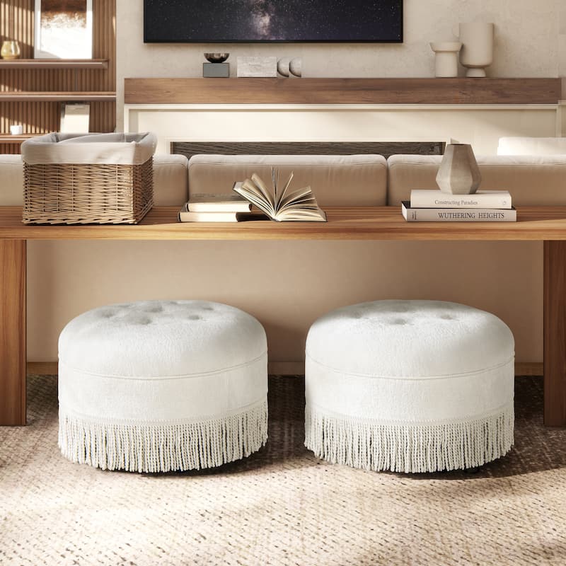 Yolanda 24" Upholstered Round Accent Ottoman